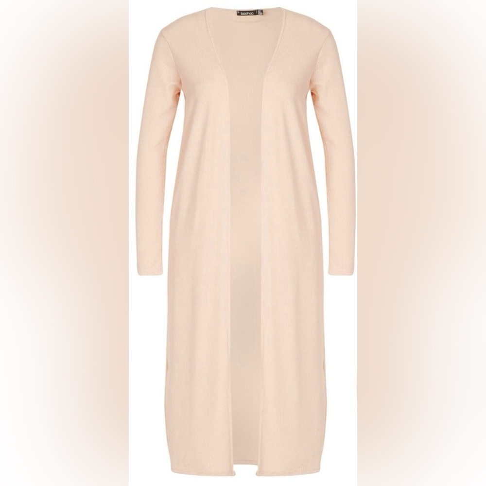 BooHoo Nude Ribbed Duster - Picture 2 of 7